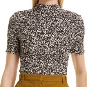 Proenza Schouler White Label NWT Micro Floral Smocked Top Size 4 Turtleneck